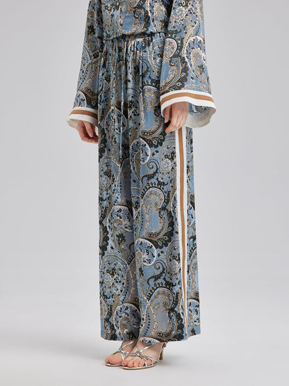 Çok Yönlü Bohem Desenli Bol Paça Pantolon