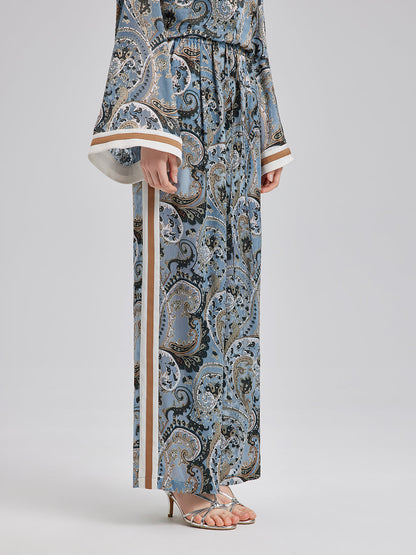 Çok Yönlü Bohem Desenli Bol Paça Pantolon