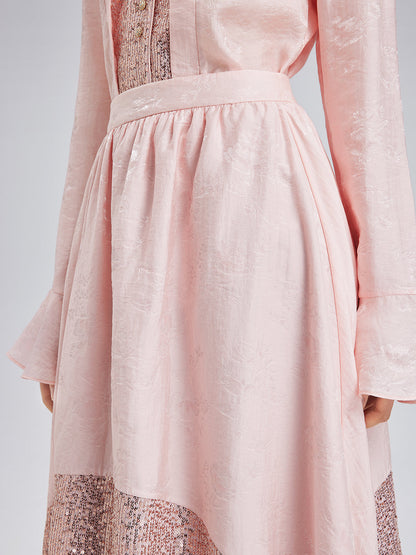 Gösterişli Pullu Dantel Parçalı Etek