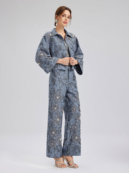 Jakar Lazer Kesim Taşlı Pantolon