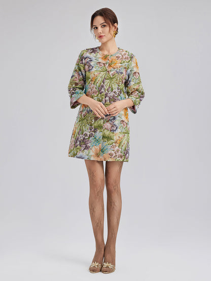 El İşlemeli 3 Boyutlu Çiçekli Düz Ceket