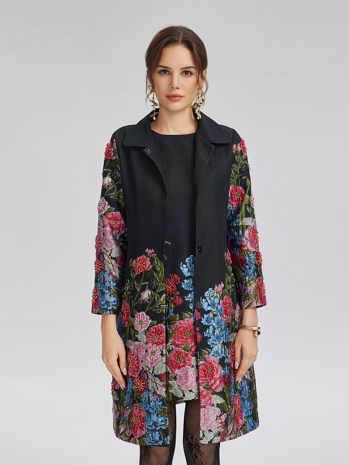 El İşlemeli 3 Boyutlu Çiçekli Ceket