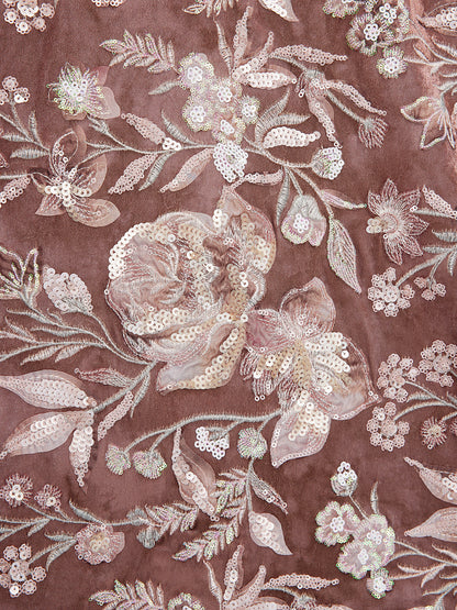 Kadife Pullu Çiçek Nakışlı Ceket