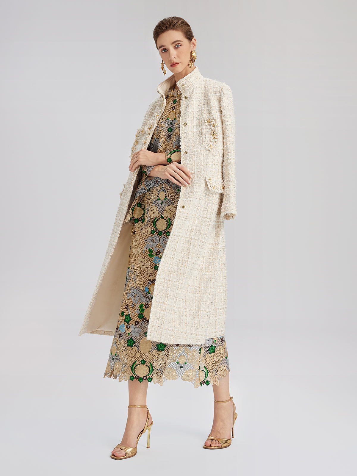 Bohem Nakışlı Çiçekli Beli Lastikli Etek