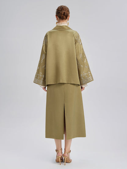 Parlak Nakışlı Çiçekli Ceket