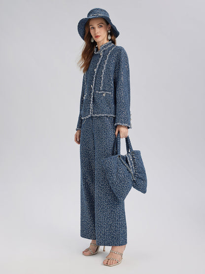 Pullu Kot Görünümlü Tüvit El İşlemeli Ceket