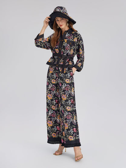 Pullu Nakışlı Çiçekli Kot Ceket