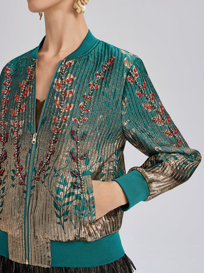 El İşlemeli Boncuklu Renk Geçişli Kolej Ceketi