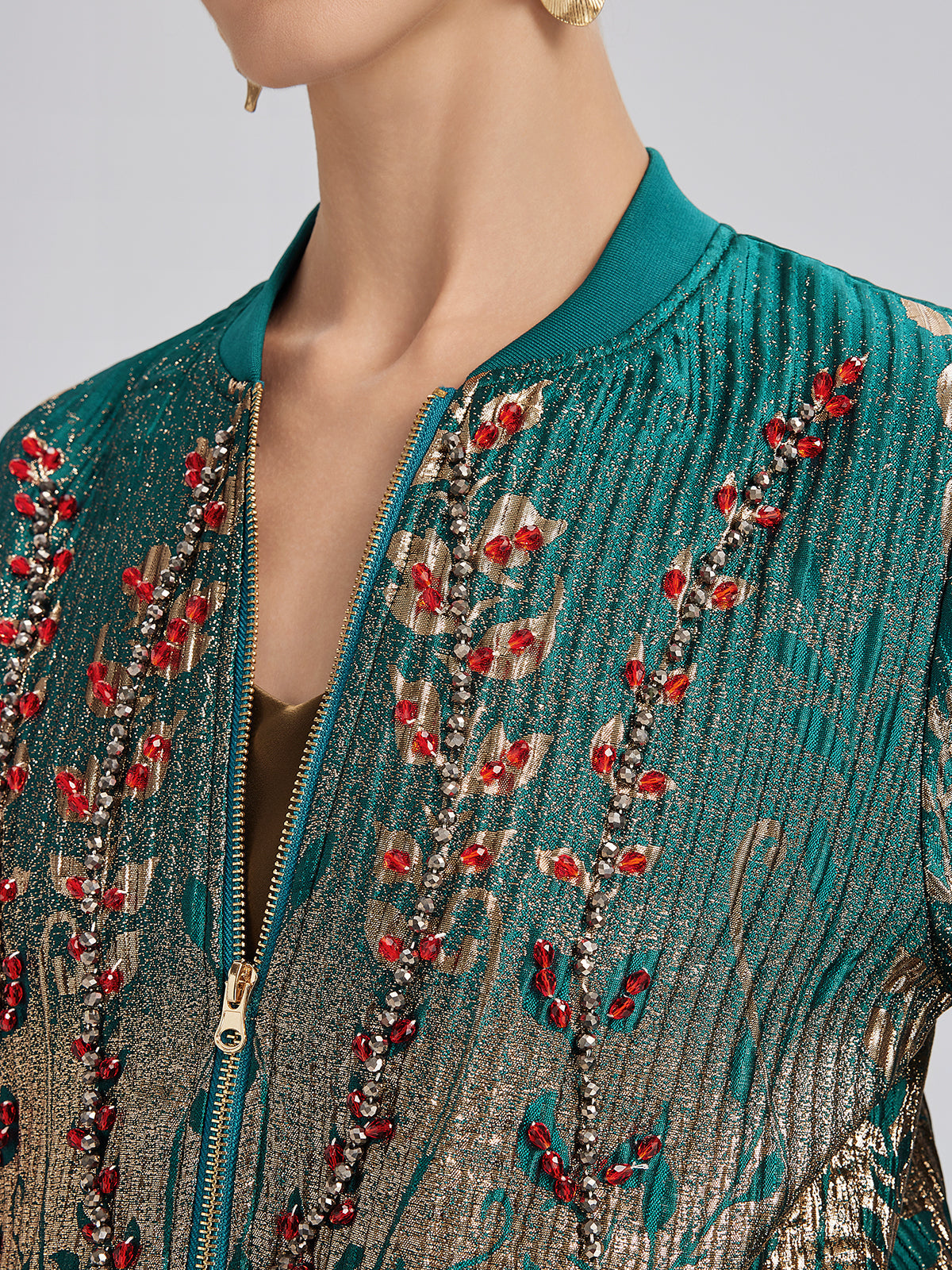 El İşlemeli Boncuklu Renk Geçişli Kolej Ceketi