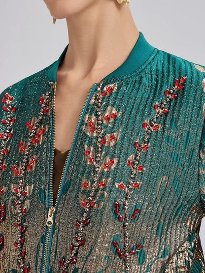 El İşlemeli Boncuklu Renk Geçişli Kolej Ceketi