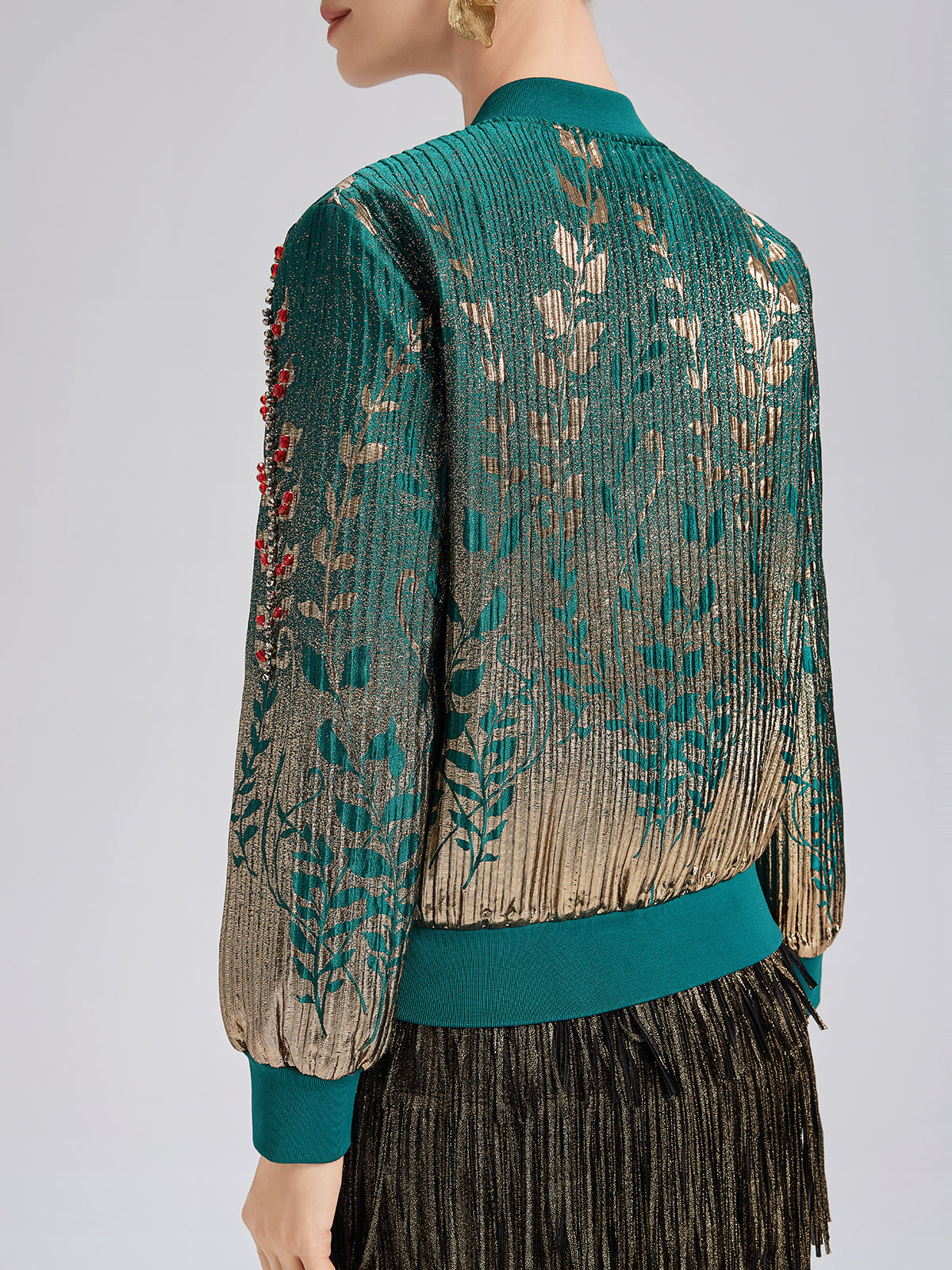 El İşlemeli Boncuklu Renk Geçişli Kolej Ceketi