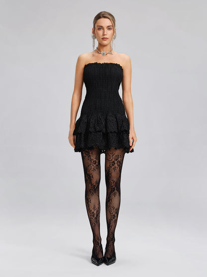 Dantel Desenli Esnek File Çorap