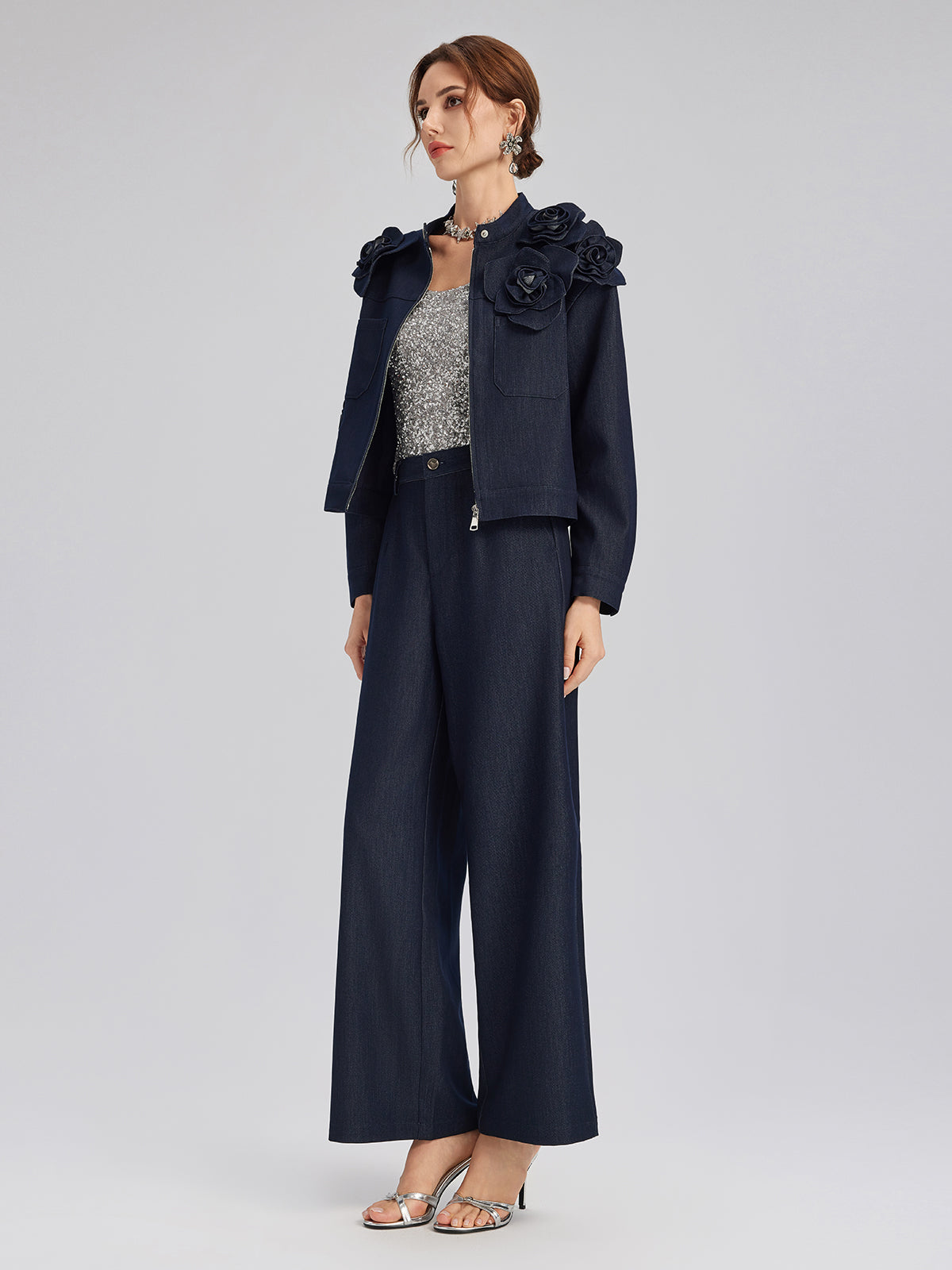 El Yapımı 3 Boyutlu Çiçekli Ceket