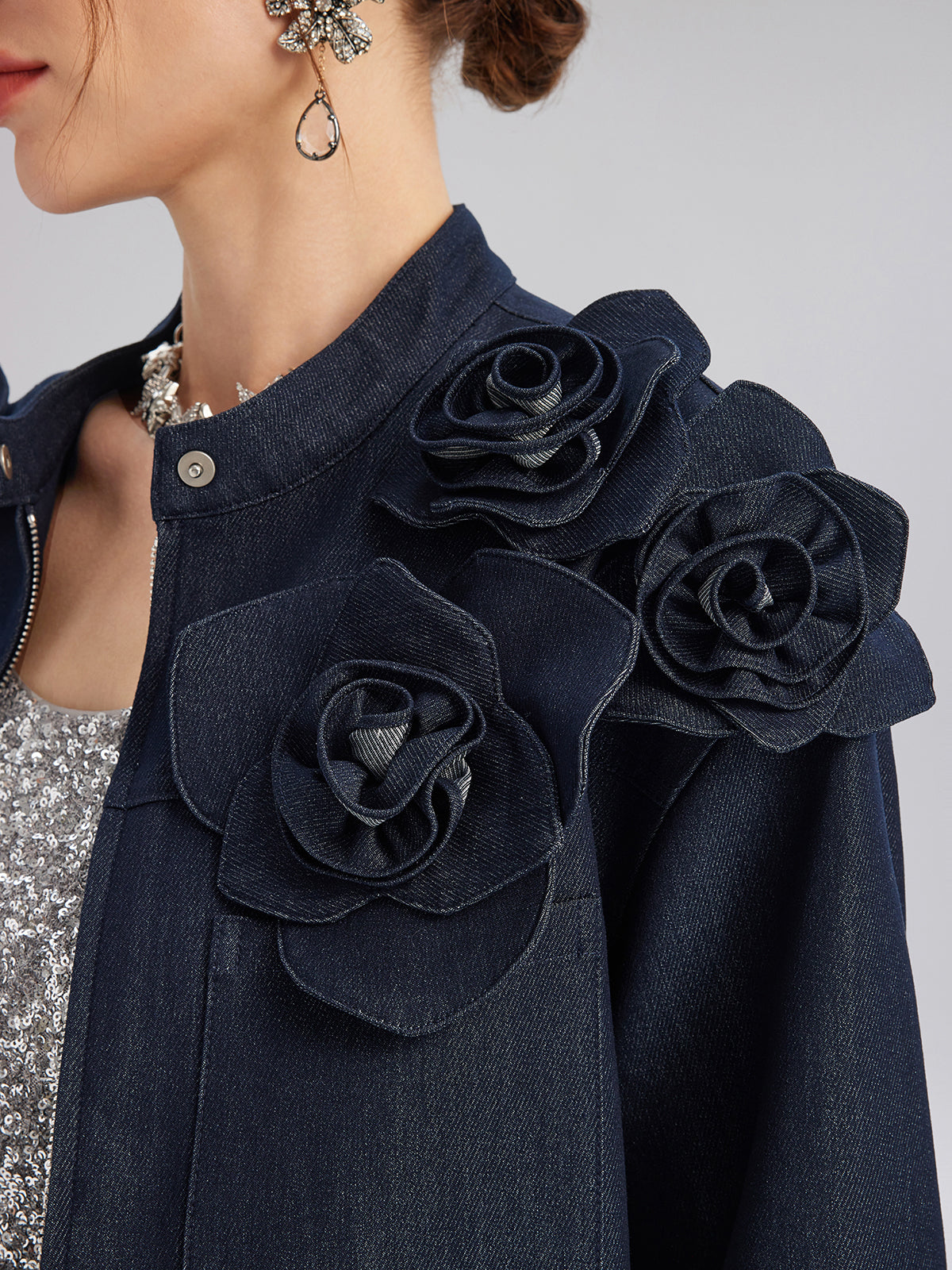 El Yapımı 3 Boyutlu Çiçekli Ceket