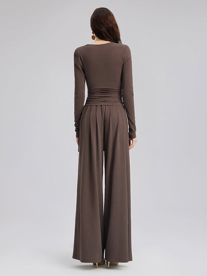 Rahat Bol Kesim Düz Triko Pantolon