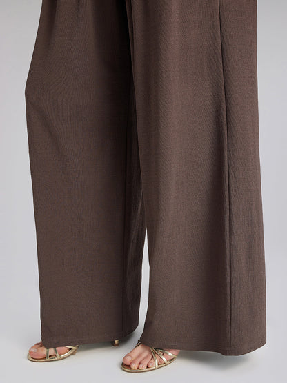 Rahat Bol Kesim Düz Triko Pantolon