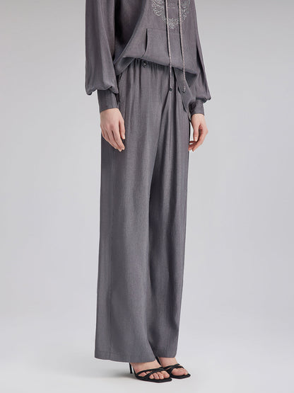 Rahat Asetat Düz Pantolon