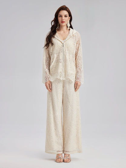 Dantelli Kapüşonlu Şık Ceket