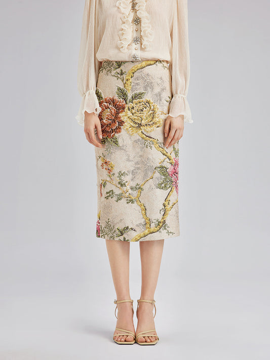 3 Boyutlu Jakar El İşlemeli Boncuklu Etek