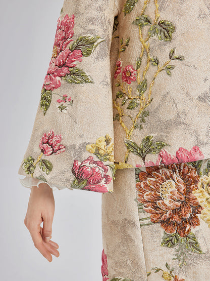 3 Boyutlu Jakar El İşlemeli Boncuklu Ceket