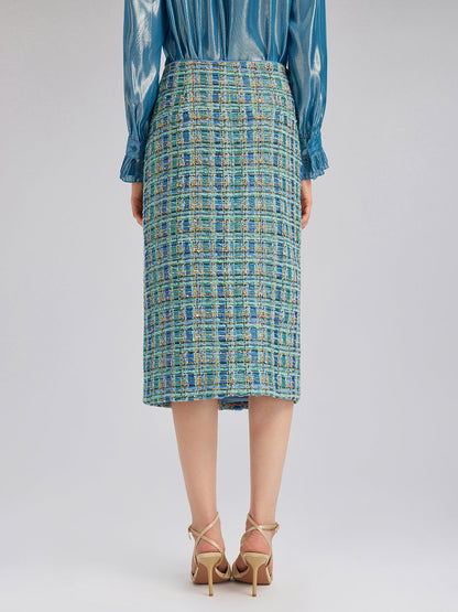 Çok Renkli Tüvit Örgü Kenarlı Etek