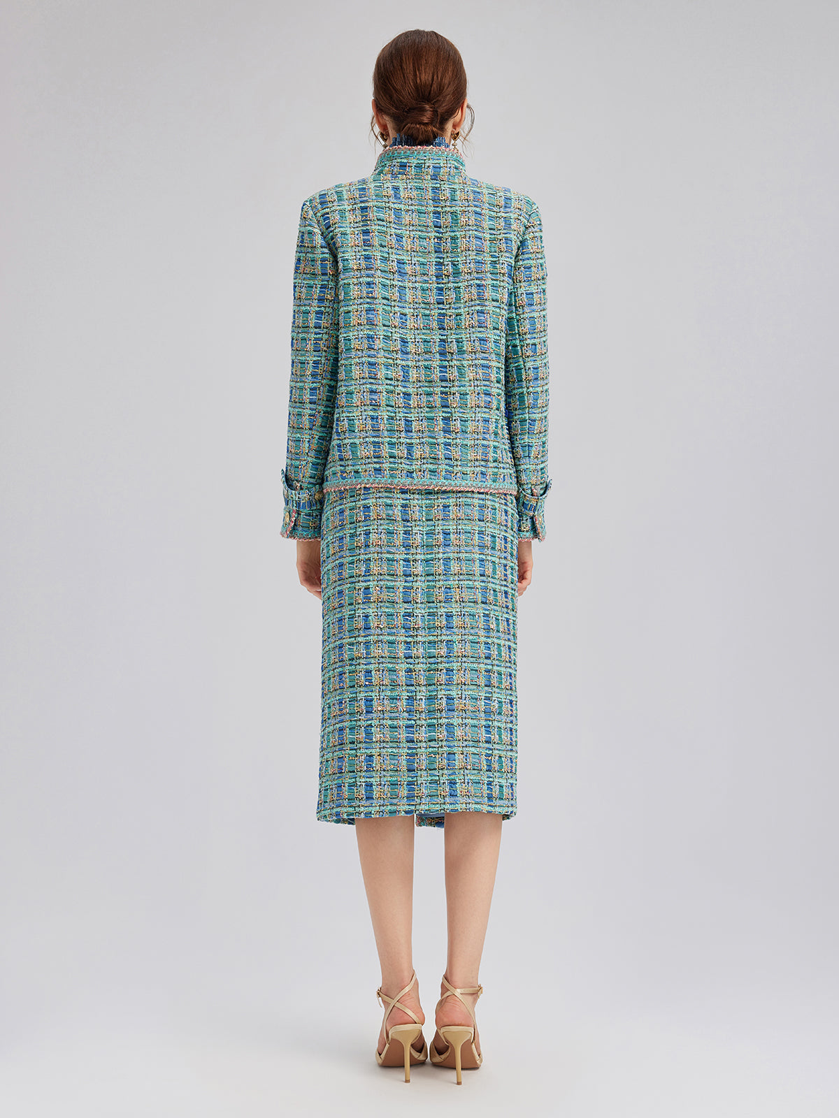 Çok Renkli Tüvit Örgü Kenarlı Ceket