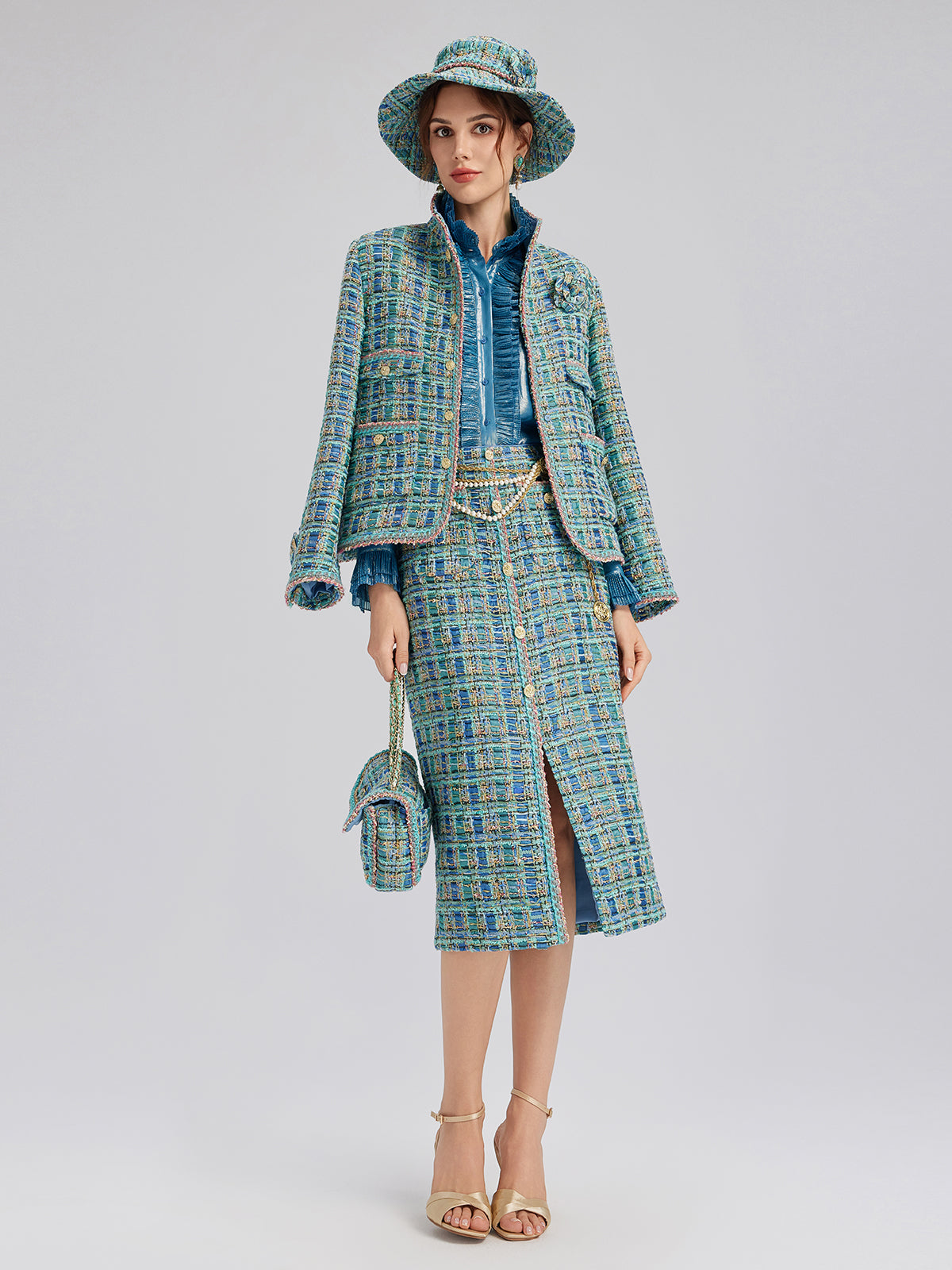 Çok Renkli Tüvit Örgü Kenarlı Etek