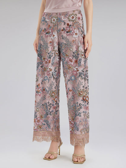 Çok Renkli Pullu Nakışlı Pantolon