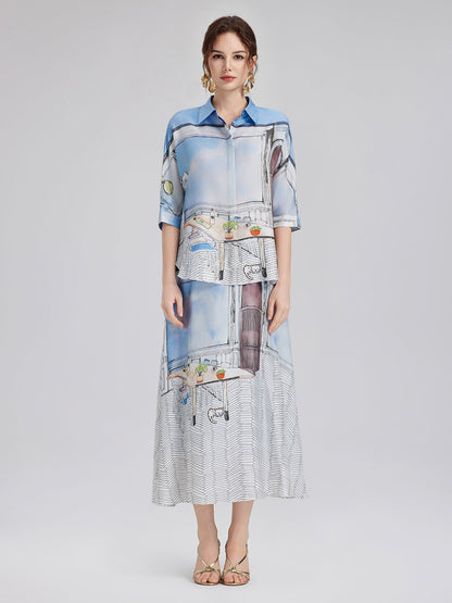 İpek Fitilli Desenli Etek (%100 İpek)