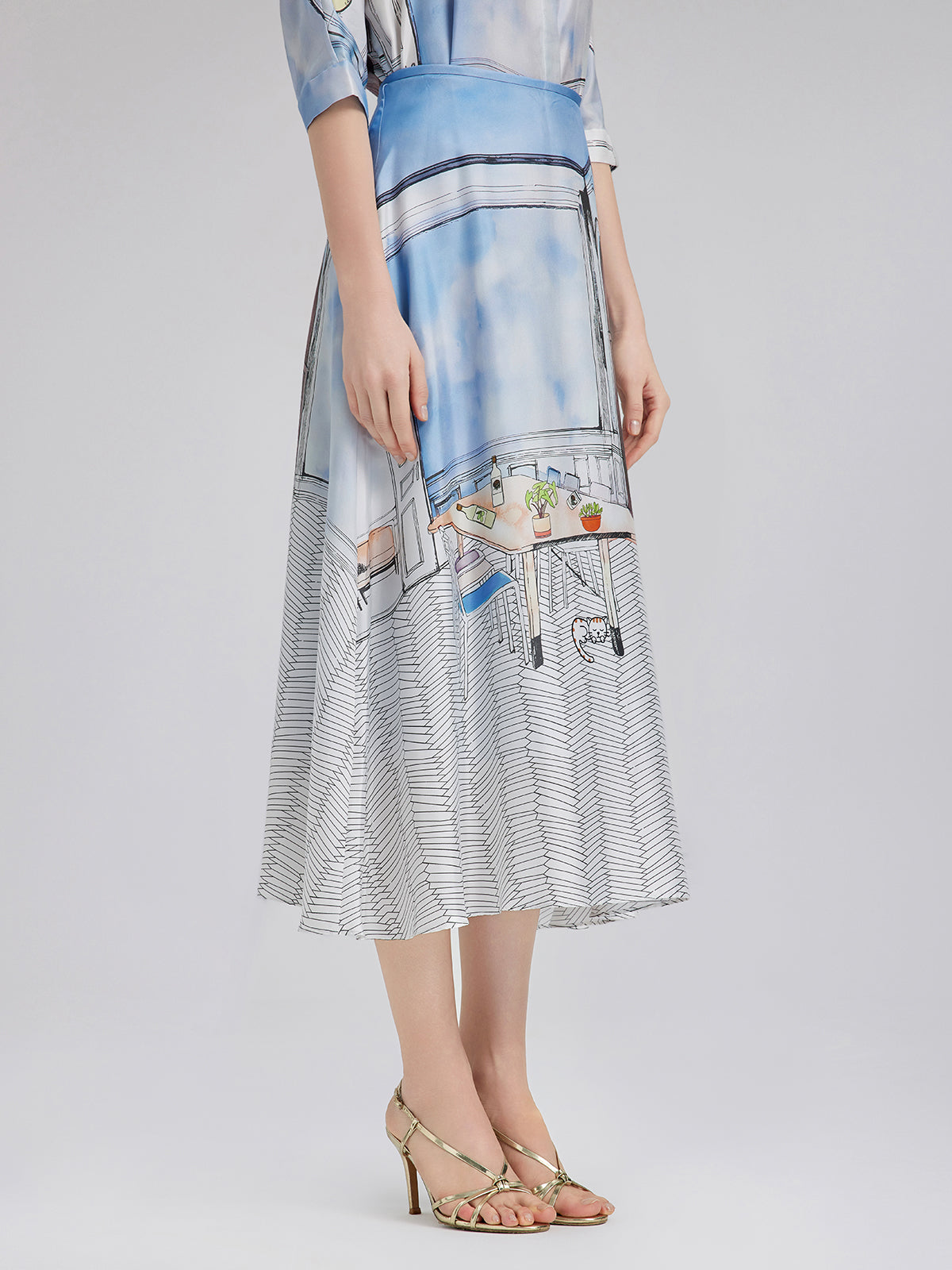 İpek Fitilli Desenli Etek (%100 İpek)