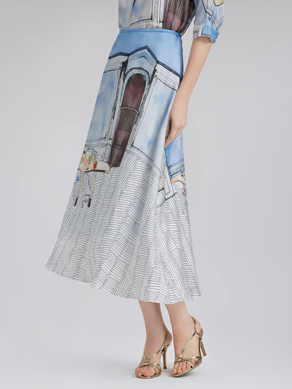 İpek Fitilli Desenli Etek (%100 İpek)