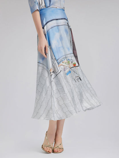 İpek Fitilli Desenli Etek (%100 İpek)