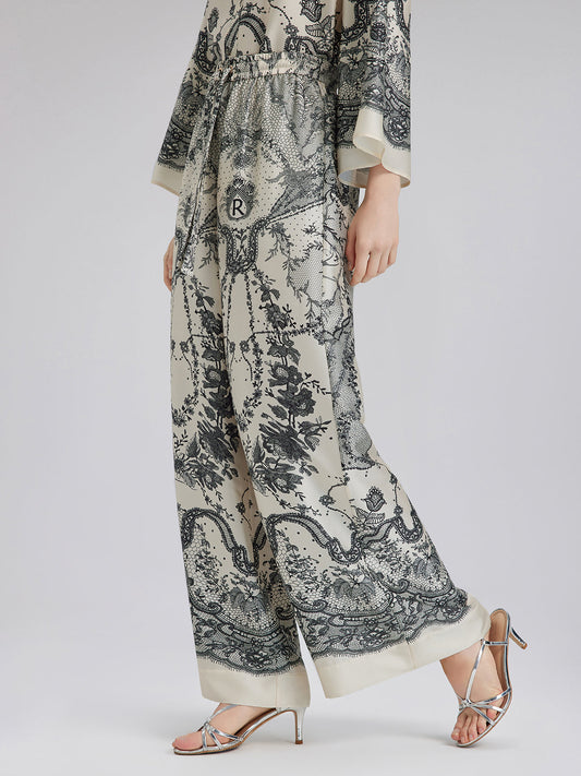 Siyah Kirpik Dantelli Rahat Pantolon