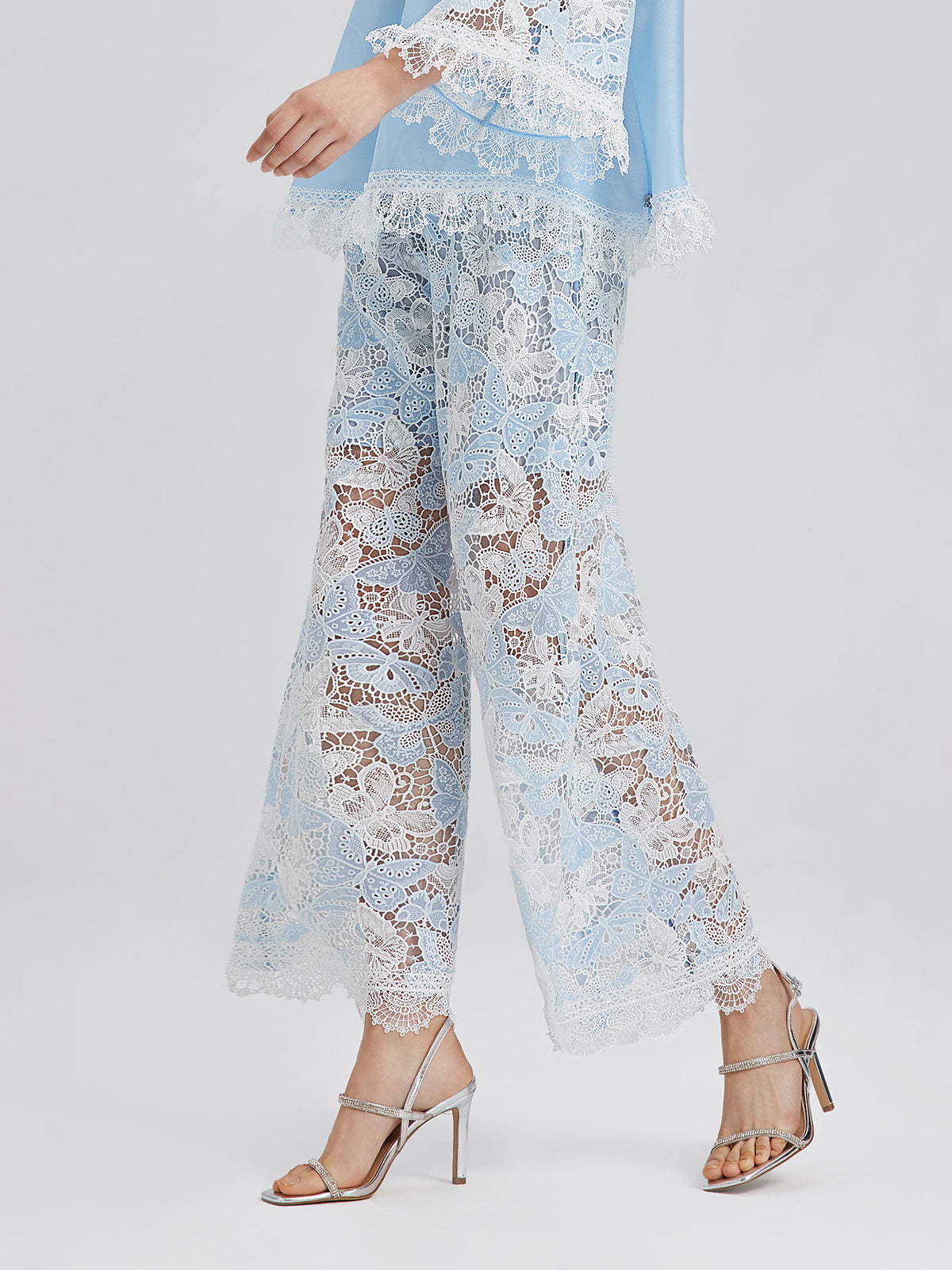 İki Renkli Dantelli Barok Kelebekli Pantolon