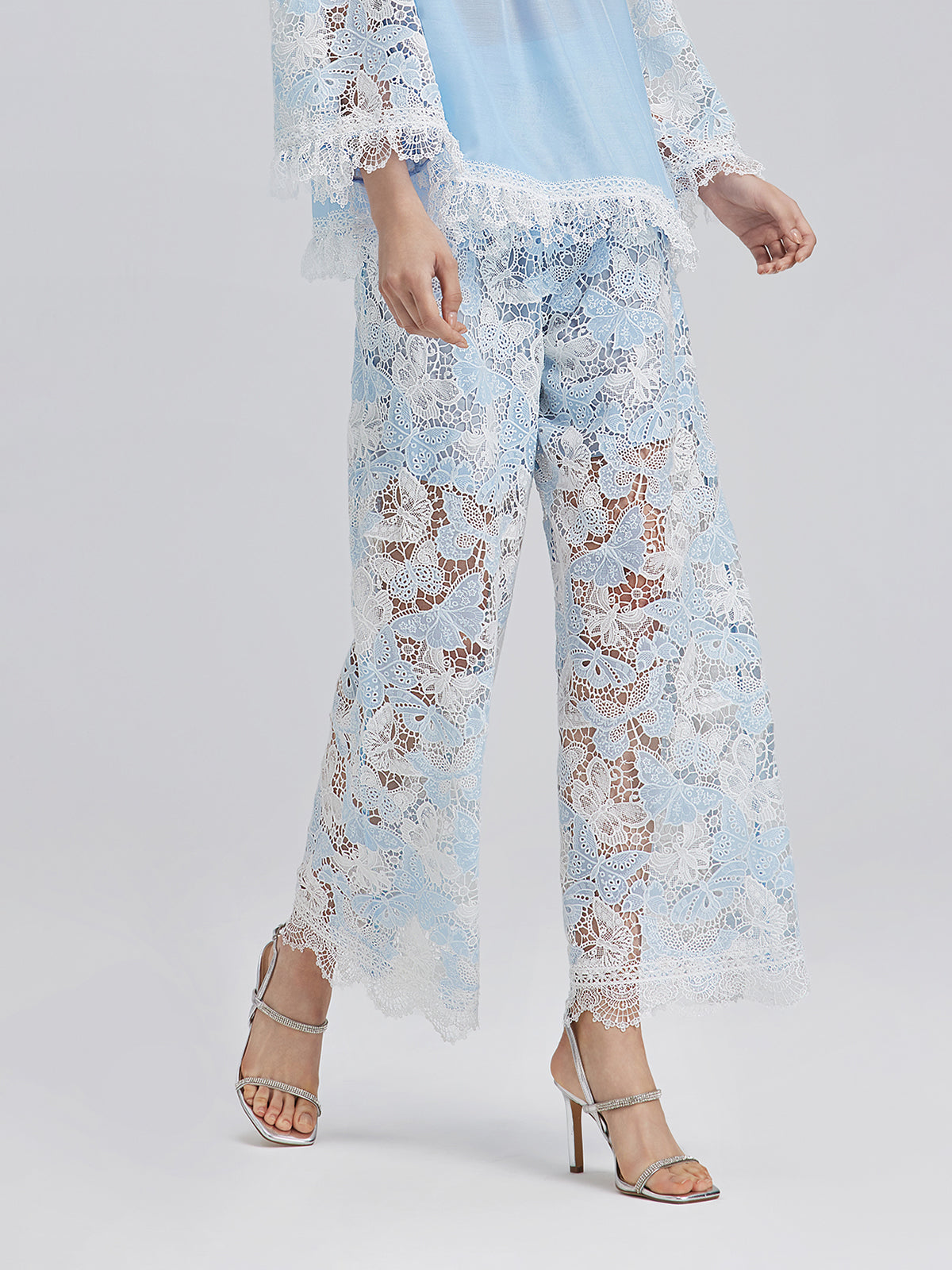 İki Renkli Dantelli Barok Kelebekli Pantolon