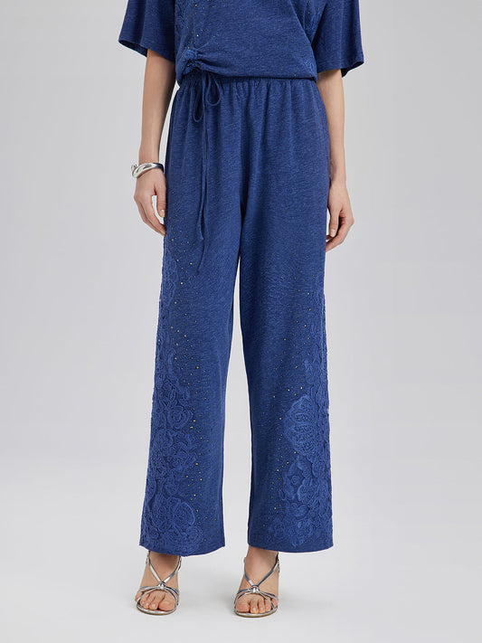 El İşi Dantel Aplike Triko Pantolon