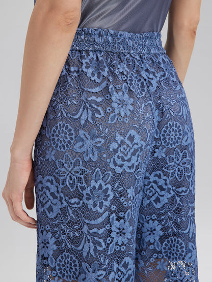 Kum Yıkamalı Dantelli Beli Lastikli Pantolon