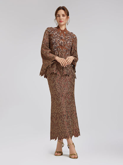 Özel Dantel İşlemeli Boncuklu Aplike Ceket