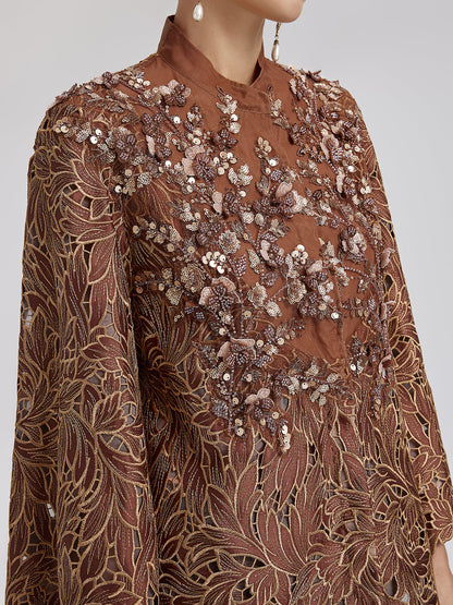 Özel Dantel İşlemeli Boncuklu Aplike Ceket