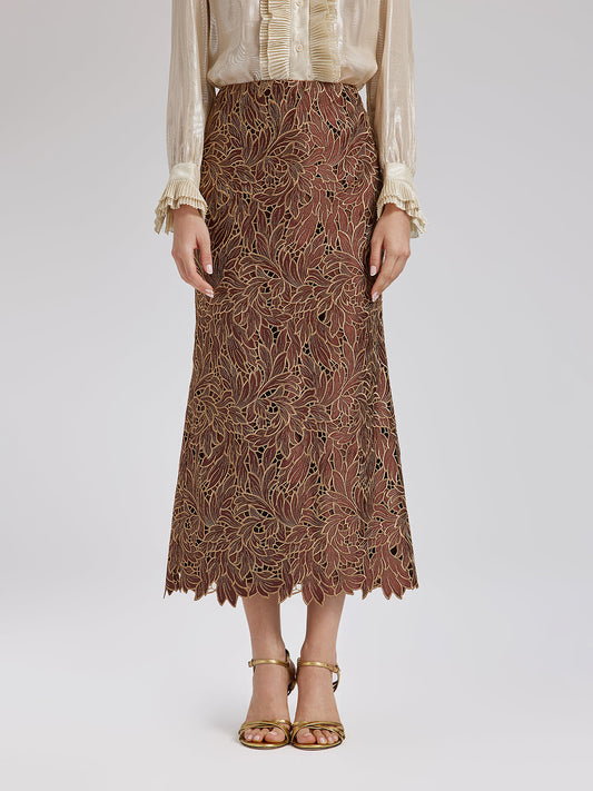 Özel Dantel İşlemeli Gizli Fermuarlı Etek