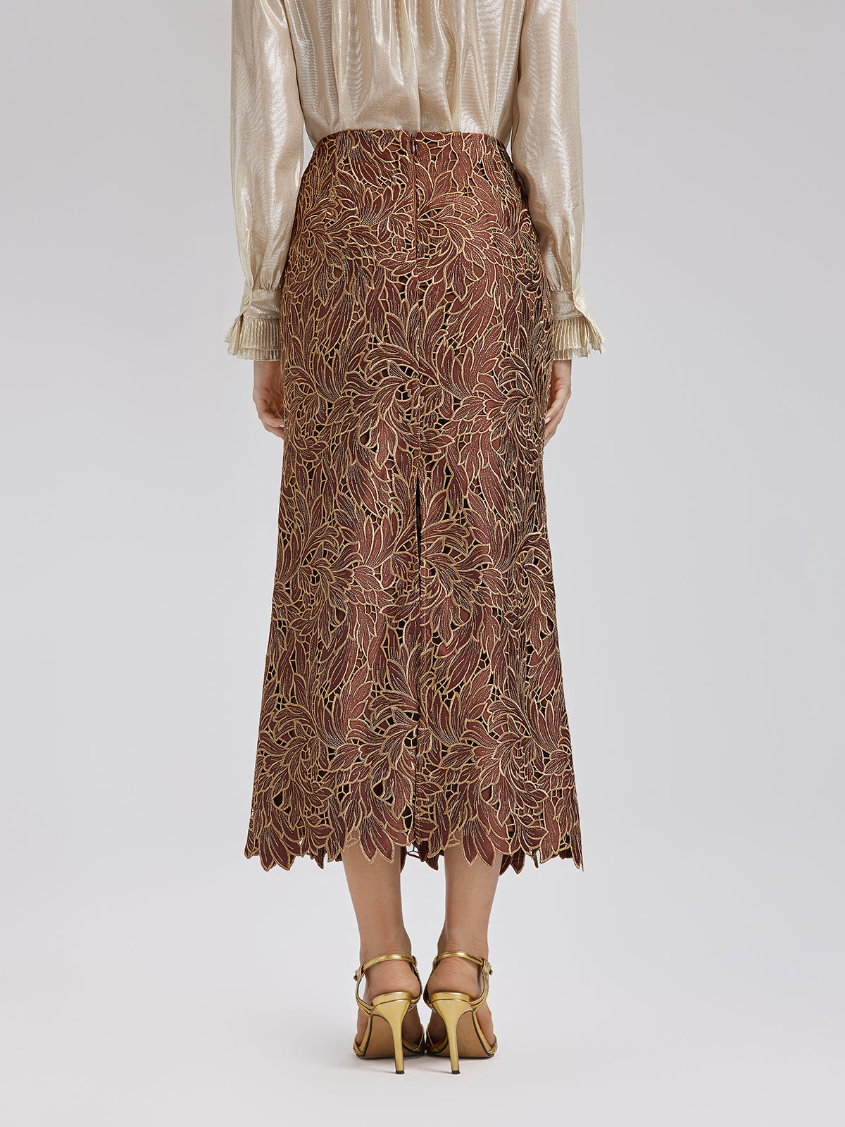 Özel Dantel İşlemeli Gizli Fermuarlı Etek