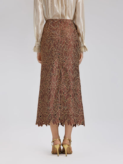 Özel Dantel İşlemeli Gizli Fermuarlı Etek