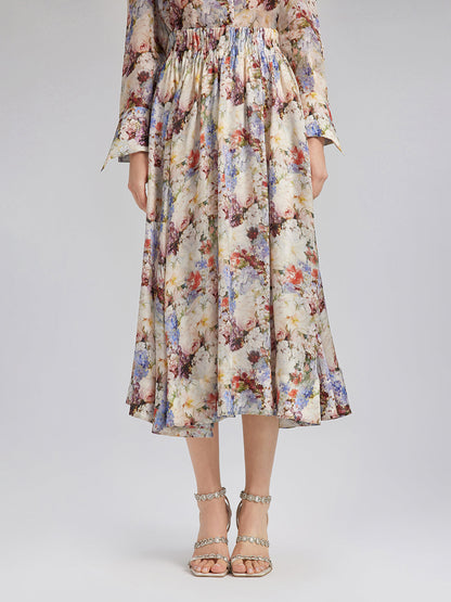 İpek Organze Barok Desenli Etek