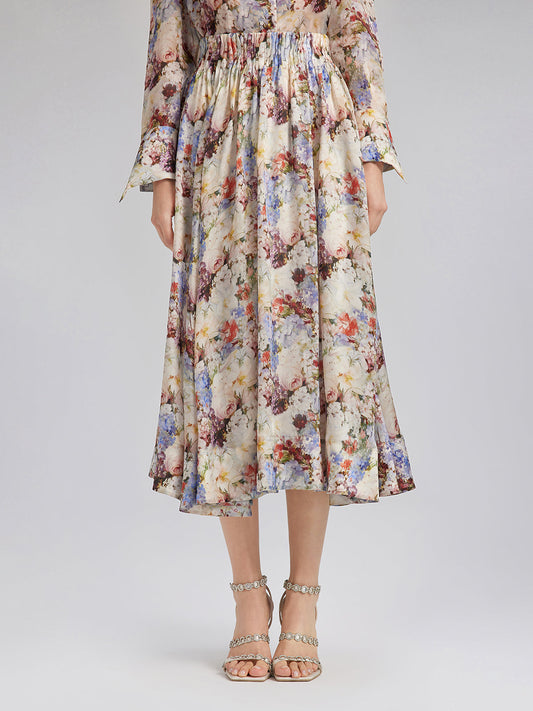 İpek Organze Barok Desenli Etek