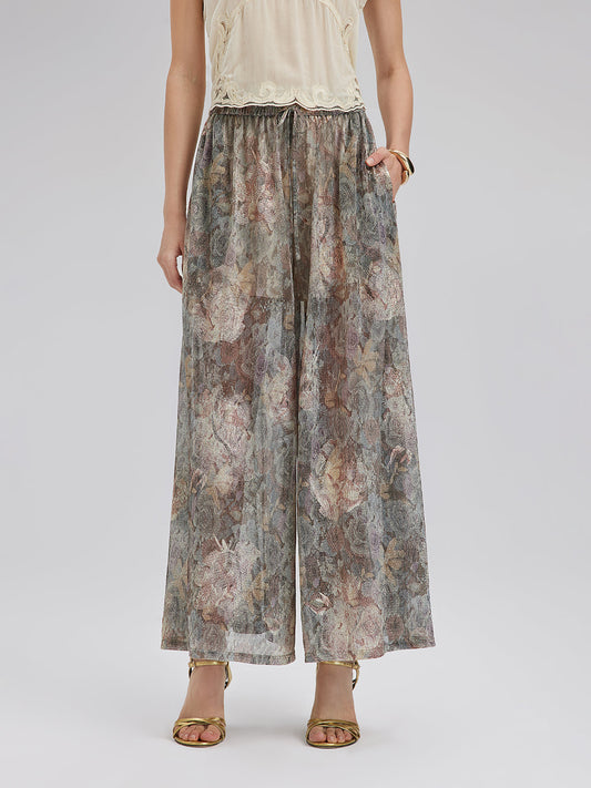 Varak Baskılı Simli Triko İpli Pantolon