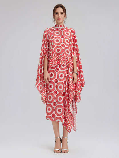 İpek Desenli Bağlamalı Etek