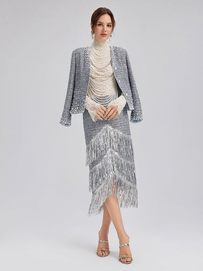 Fransız El İşlemeli İncili Tüvit Ceket