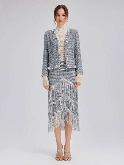 Fransız El İşlemeli İncili Tüvit Ceket