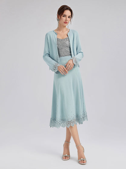 Taşlı Dantel Triko Lastikli Etek