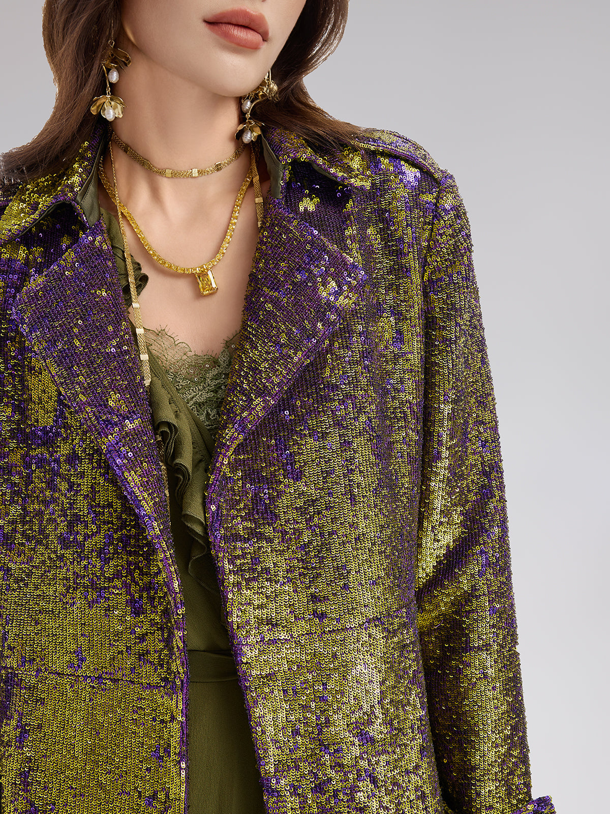 İki Renkli Pullu Devekuşu Tüyü Trençkot